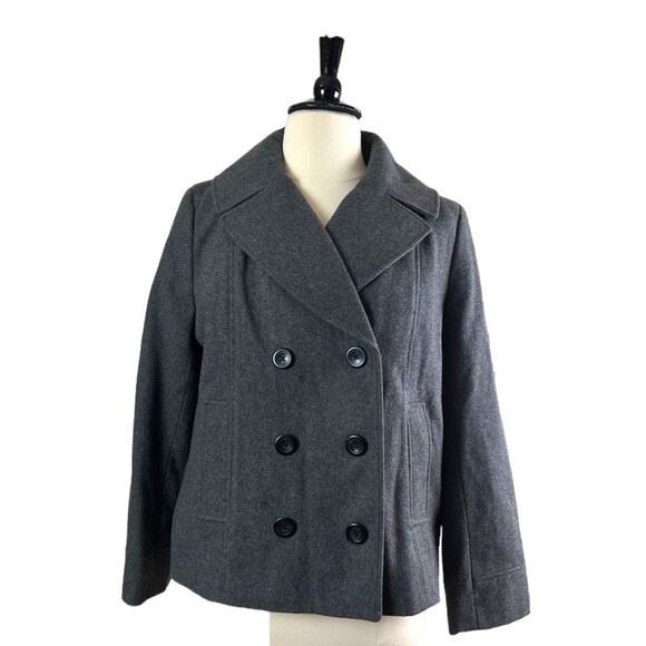Merona Women’s Winter Pea Coat Double Breasted Wool Blend Gray Size XXL - Picture 1 of 13